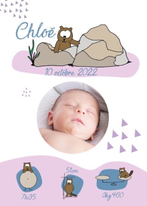 Affiche de naissance personnalisée Marmotte