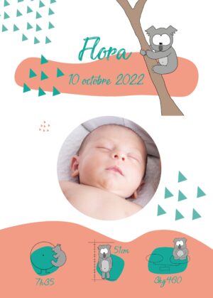 Affiche de naissance personnalisée Koala