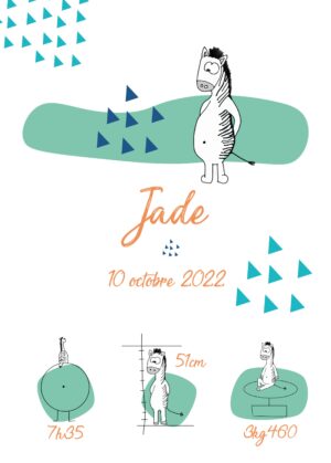 Affiche de naissance personnalisée Zèbre